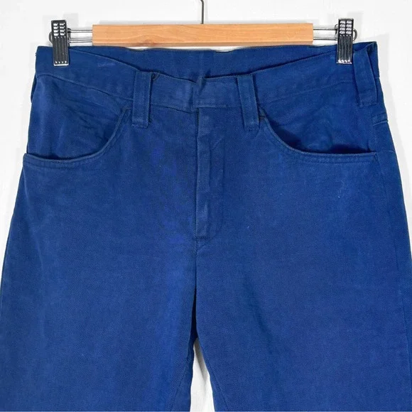 VTG 70s Bright Blue‎ Flare Bell Bottom Pants Womens XS Disco Hippie Contact - Picture 3 of 7